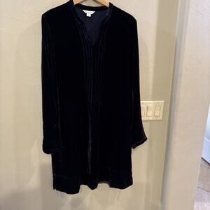 Sundance Enchantment Velvet Silk Mix Blue Dress Size Large Relaxed Cottagecore